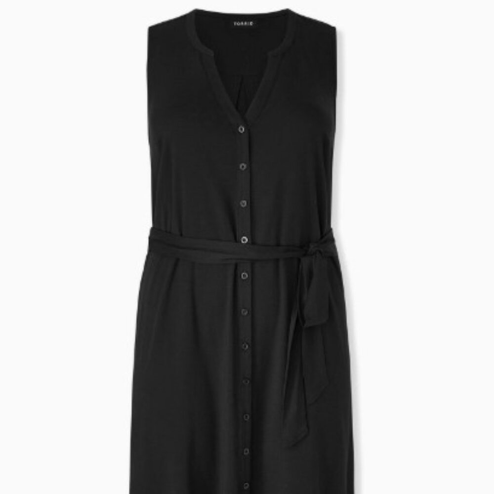 Torrid size 3 Black  Mini Challis Button-Front Shirt Dress